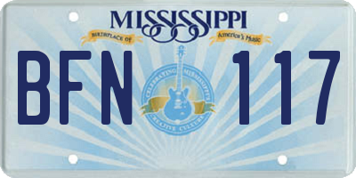 MS license plate BFN117
