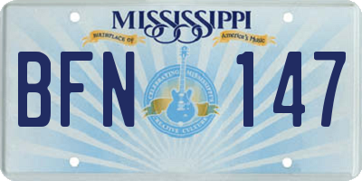 MS license plate BFN147