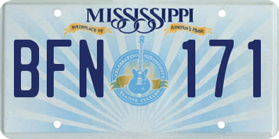 MS license plate BFN171