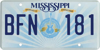 MS license plate BFN181