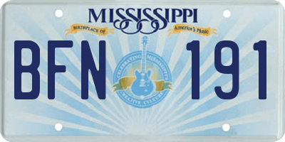MS license plate BFN191