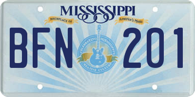 MS license plate BFN201