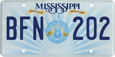 MS license plate BFN202