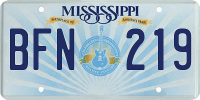 MS license plate BFN219