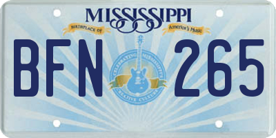 MS license plate BFN265