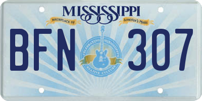 MS license plate BFN307