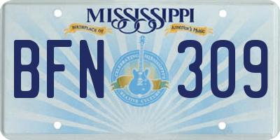 MS license plate BFN309