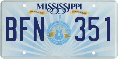 MS license plate BFN351