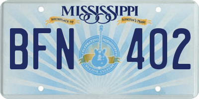 MS license plate BFN402