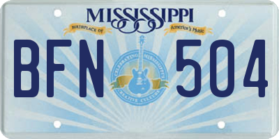 MS license plate BFN504
