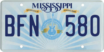 MS license plate BFN580