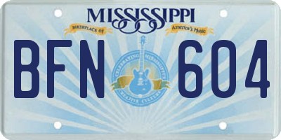 MS license plate BFN604
