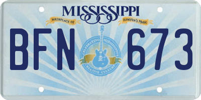 MS license plate BFN673