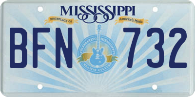MS license plate BFN732