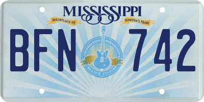 MS license plate BFN742