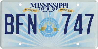 MS license plate BFN747