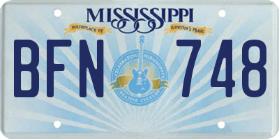MS license plate BFN748