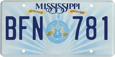 MS license plate BFN781