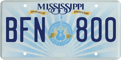 MS license plate BFN800