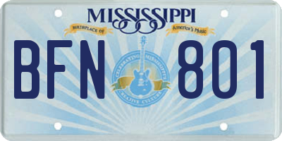 MS license plate BFN801