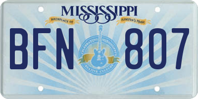 MS license plate BFN807