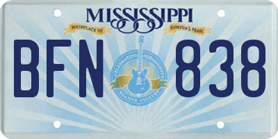 MS license plate BFN838
