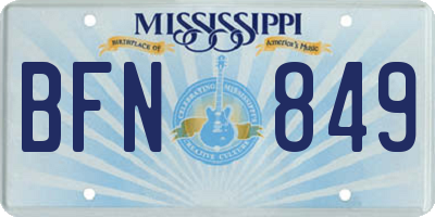 MS license plate BFN849