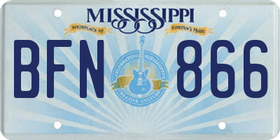MS license plate BFN866