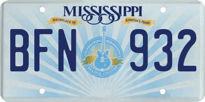 MS license plate BFN932