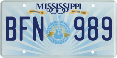 MS license plate BFN989