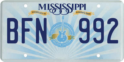 MS license plate BFN992