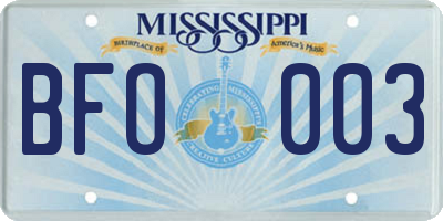 MS license plate BFO003