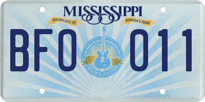 MS license plate BFO011