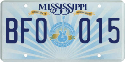 MS license plate BFO015