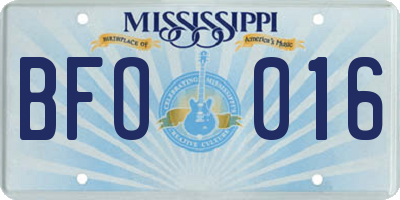 MS license plate BFO016