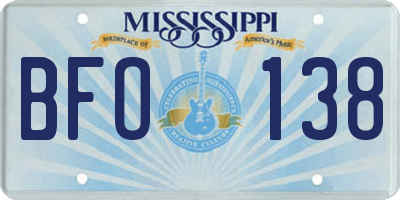 MS license plate BFO138
