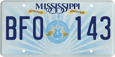 MS license plate BFO143