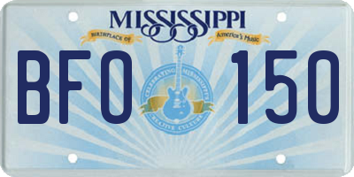MS license plate BFO150