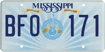 MS license plate BFO171