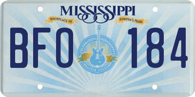 MS license plate BFO184