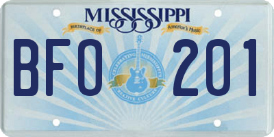 MS license plate BFO201