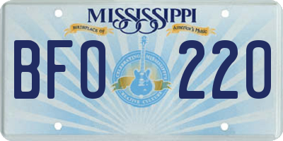 MS license plate BFO220