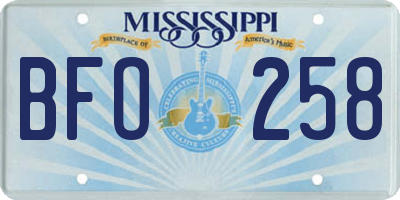 MS license plate BFO258