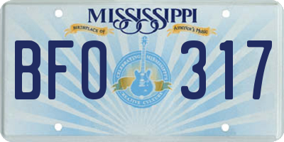 MS license plate BFO317