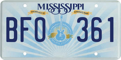 MS license plate BFO361