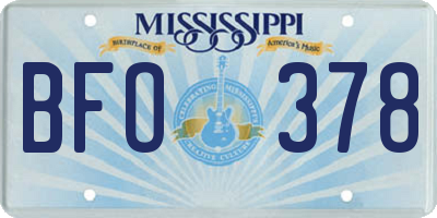 MS license plate BFO378