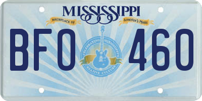 MS license plate BFO460