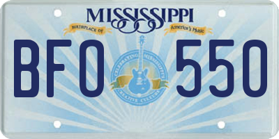 MS license plate BFO550