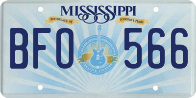 MS license plate BFO566