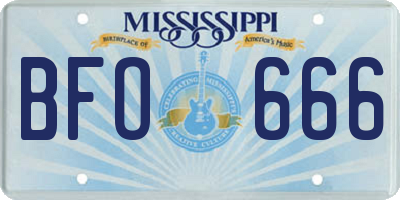 MS license plate BFO666